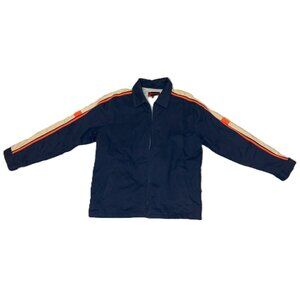 RARE Genetx Jacket Navy Tan Orange Stripes Reflective Insolated Zip-up Large